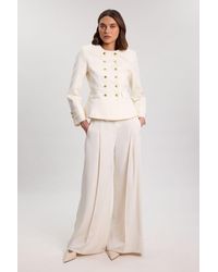 Karen Millen - Cotton Tailored Button Detail Peplum Blazer - Lyst