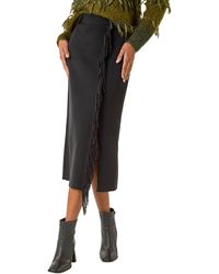 Roman - Fringe Side Knit Midi Pencil Skirt - Lyst