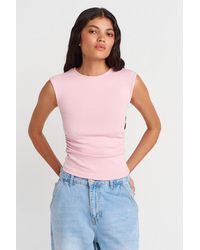 Dilvin - Sleeveless Ribbed Crew Neck Slim Fit T-Shirt - Lyst