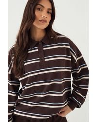 DSGN Studio - Stripe Collared Rugby Sweatshirt - Lyst