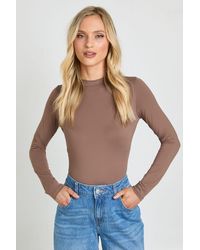 Boohoo - Petite Second Skin Crew Neck Long Sleeve Bodysuit - Lyst