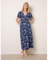 Blue Vanilla - Floral Button Through Midi Dress - Lyst