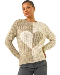 Roman - Colour Block Heart Knit Jumper - Lyst