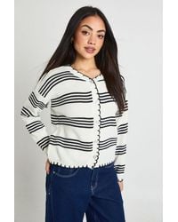 Boohoo - Blanket Stitch Stripe Knit Cardigan - Lyst