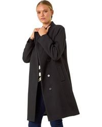 Roman - Tailored Funnel Neck Pocket Detail Coat - Lyst