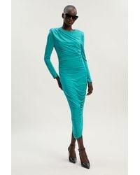 Karen Millen - Jersey Crepe Ruched Long Sleeve Maxi Dress - Lyst