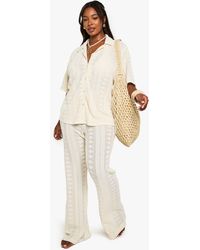 Boohoo - Plus Beach Mix And Match Textured Patterned Knitted Trouser - Lyst