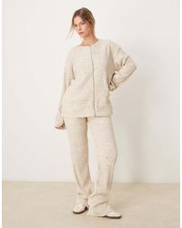 ASOS - Co-Ord Brushed Ribbed Wide Leg Trouser - Lyst