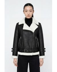Elle - Ines Faux-Shearling Biker Jacket - Lyst