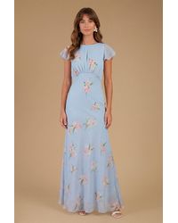 Oasis - Orchid Floral Printed Waterfall Maxi Dress - Lyst
