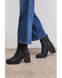 Oasis - Wide Fit Carina Faux Leather Round Toe High Block Platform Ankle Boots - Lyst