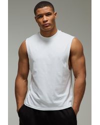 BoohooMAN - Active Gym Cotton Drop Armhole Regular Fit Tank - Lyst
