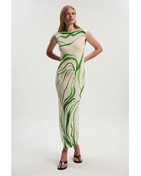 Karen Millen - Abstract Print Knitted Maxi Dress - Lyst