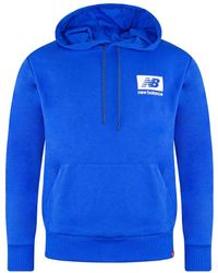 New Balance - Long Sleeve Laser Pullover Essentials Id Hoodie Mt13516 Lsb Cotton - Lyst