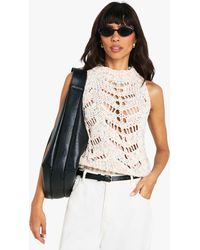 Boohoo - High Neck Sleeveless Knitted Top - Lyst