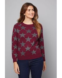 Wallis - Star Motif Crew Neck Jumper - Lyst