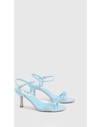 Oasis - Scarlett Faux Leather 2 Part Bow Trim Medium Heeled Sandals - Lyst