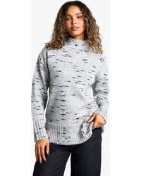 Boohoo - Soft Knit Marl Oversized High Neck Jumper - Lyst