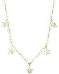 SEOL + GOLD - 18Ct Plate Cz Star Drop Charm Necklace - Lyst