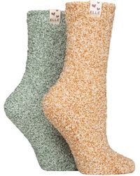 Elle - 2 Pack Ladies Two Tone Cosy Bed And Home Socks - Lyst