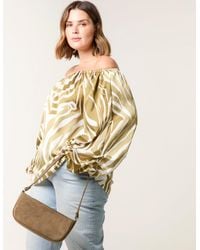 Blue Vanilla - Curve Zebra Satin Ruched Bardot Top - Lyst