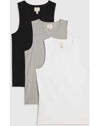 River Island - Vest Marl Rib 3 Pack Round Neck Ribbed Cotton - Lyst