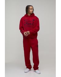 BoohooMAN - Oversized Boxy Moto Faux Graphic Hooded Tracksuit - Lyst