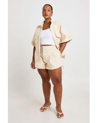 Boohoo - Plus Cotton Twill Shorts - Lyst
