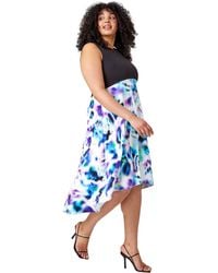 Roman Curve - Premium Stretch Abstract Midi Dress - Lyst