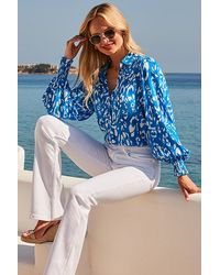 Sosandar - Sky & Animal Print Shirt - Lyst