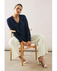 Wallis - Occasion Hotfix Ruffle Front Blouse - Lyst