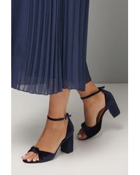Wallis - Wide Fit Carmen Velvet Knot Front High Block Heel Sandals - Lyst
