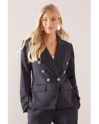 Wallis - Petite Double Breasted Button Detail Blazer - Lyst
