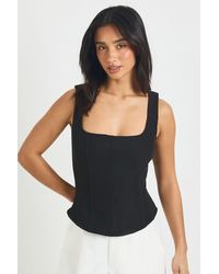 Boohoo - Petite Structured Crepe Corset Top - Lyst