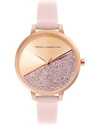 French Connection - Accessories Rose Case Round Shape Strap Quartz Watch - Lyst