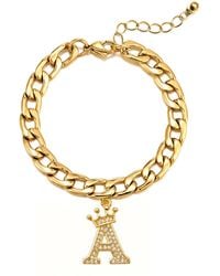 The Jewellery Stockroom - Plated Crystal Letter Charm Curb Bracelet - Lyst