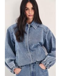 Nasty Gal - Oversized Denim Bomber Jacket - Lyst