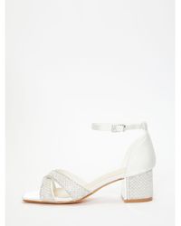 Quiz - Bridal Satin Diamante Heeled Sandals - Lyst
