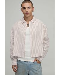 BoohooMAN - Cropped Boxy Oversized Stripe Shirt - Lyst