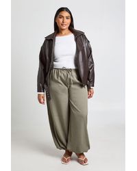 Boohoo - Plus Tie Front Marl Wide Leg Trouser - Lyst
