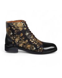 Justin Reess - Herren-Oxford-Stiefeletten Aus Schwarzem Leder Mit Blumenmuster - Lyst