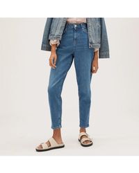 Marks & Spencer - M&s The Mom Jeans Blue Cotton - Lyst