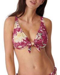 Triumph - Botanical Leaf Plunge Bikini Top - Lyst