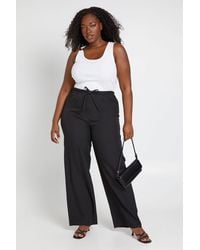 Boohoo - Plus Drawcord Wide Leg Tailored Trouser - Lyst