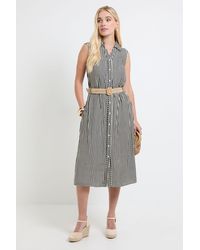 Wallis - Petite Summer Stripe Belted Shirt Dress - Lyst