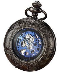Infinity Leather - Vinatage Mechanical Alloy Skeleton Half Hunter Pocket Watch - Lyst