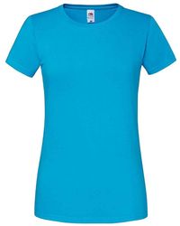Fruit Of The Loom - Ladies Fit Ringspun Premium Tshirt (Azure) Cotton - Lyst