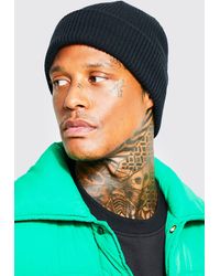 BoohooMAN - Ribbed Classic Beanie - Lyst