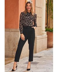 Sosandar - High Waist Belted Tapered Trousers - Lyst