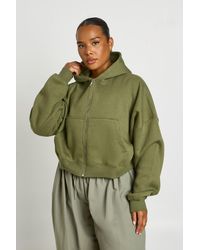 Boohoo - Plus Balloon Sleeve Zip Up Hoodie - Lyst